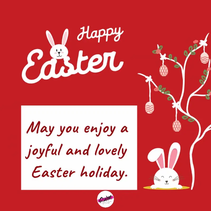 Happy Easter Images 2024 with red background and text