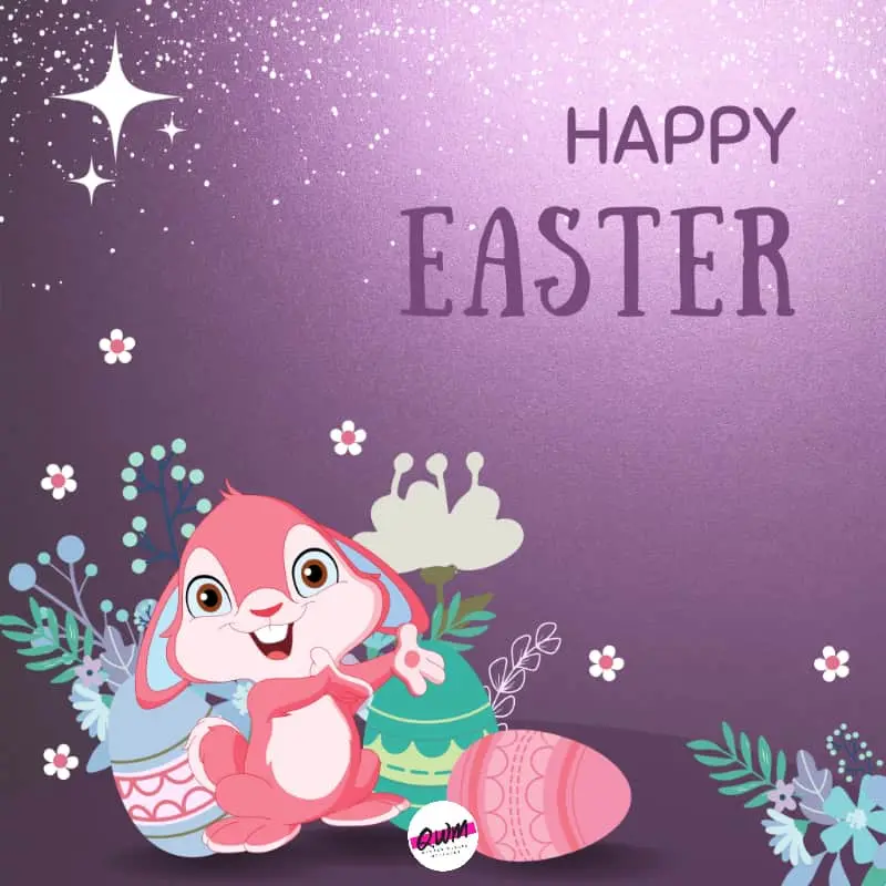 purple color background happy easter image with stars